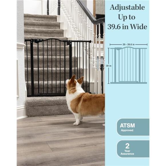 39.6” Dog Gate for Stairs & Doorways,30" Tall Baby Gate Pressure Mount Pet Gates - Picture 3 of 6